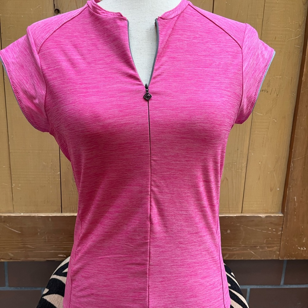 Women’s Pink Short-Sleeve Zip Front Tee